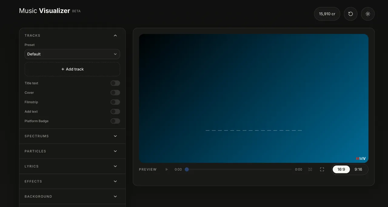 Music Visualizer editor — getting started with a new project