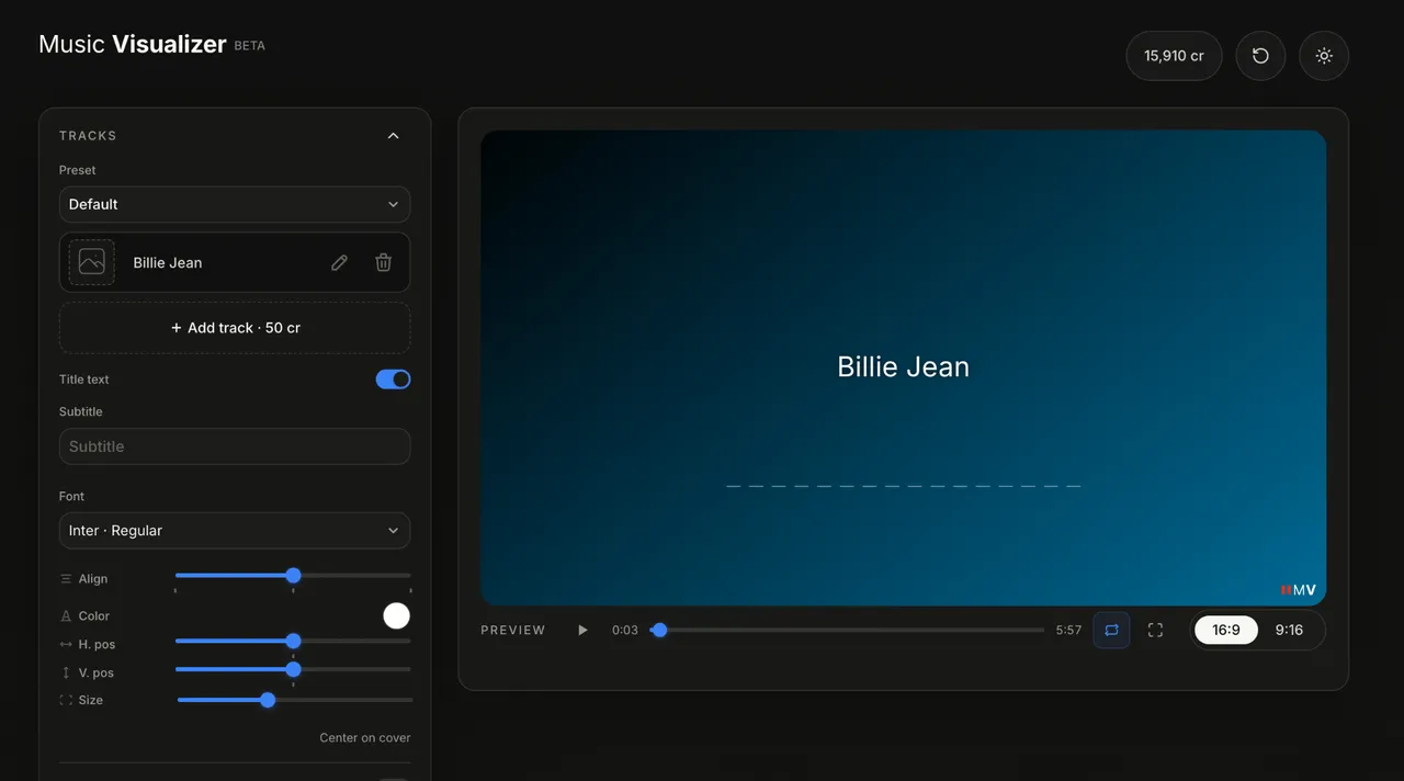 Adding and naming tracks in the Music Visualizer editor