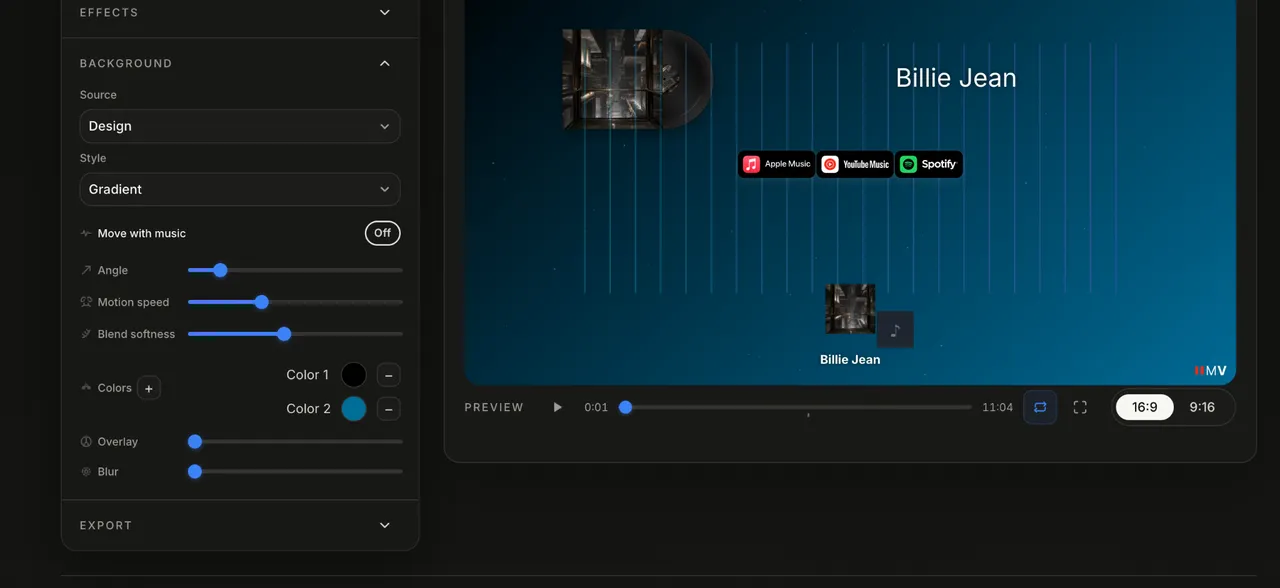 Background options and uploads